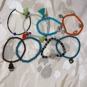 Stack of beautiful elasticated bracelets